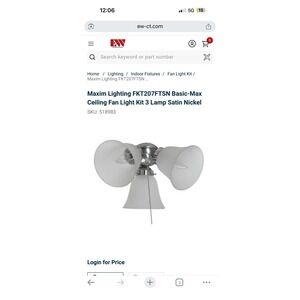 Maxim Lighting 12" 3-Light Ceiling Fan Light Kit, Satin Nickel- FKT207FTSN
